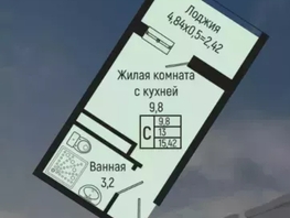 Продается Студия 3-й мкр, 15.42  м&sup2;, 5110000 рублей