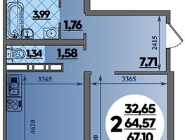 Продается 2-комнатная квартира ЖК Город у моря, литера 17, 67.1  м&sup2;, 9742920 рублей