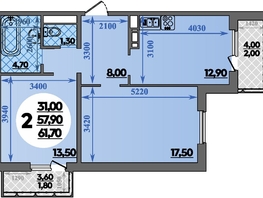 Продается 2-комнатная квартира ЖК Парк у дома, литера 7.3, 61.7  м&sup2;, 12789999 рублей