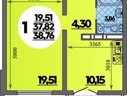 Продается 1-комнатная квартира ЖК Город у моря, литера 23, 38.76  м&sup2;, 7417999 рублей