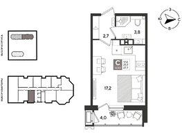 Продается Студия ЖК Рекорд 2, литера 3, 27.5  м&sup2;, 8148250 рублей
