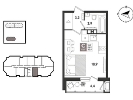 Продается Студия ЖК Рекорд 2, литера 4, 29.9  м&sup2;, 8198580 рублей