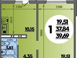 Продается 1-комнатная квартира 75-летия Победы ул, 39.6  м&sup2;, 6300000 рублей