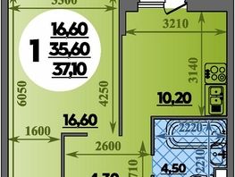 Продается 1-комнатная квартира ЖК Парк у дома, литера 7.3, 37.1  м&sup2;, 6219999 рублей