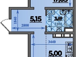 Продается 2-комнатная квартира ЖК Молодежный 2, литера 13, 44.15  м&sup2;, 5359810 рублей