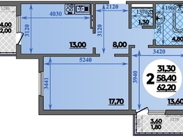 Продается 2-комнатная квартира ЖК Парк у дома, литера 7.1, 62.2  м&sup2;, 13509840 рублей