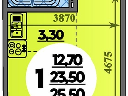 Продается Студия ЖК Парк у дома, литера 7.1, 25.5  м&sup2;, 5844600 рублей
