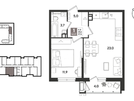 Продается 1-комнатная квартира ЖК Рекорд 2, литера 1, 47.1  м&sup2;, 11624280 рублей