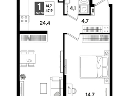 Продается 1-комнатная квартира ЖК ДОГМА ПАРК, лит 13, 47.1  м&sup2;, 8859510 рублей