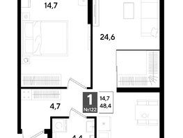 Продается 1-комнатная квартира ЖК ДОГМА ПАРК, литера 18, 47.6  м&sup2;, 8706040 рублей