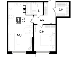 Продается 1-комнатная квартира ЖК ДОГМА ПАРК, литера 18, 44.3  м&sup2;, 8483450 рублей