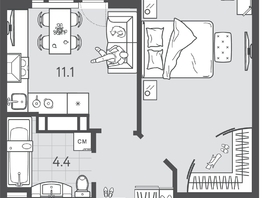 Продается 1-комнатная квартира ЖК Все Свои ВИП, литера 3, 38.7  м&sup2;, 9945900 рублей