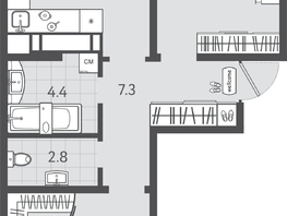 Продается 2-комнатная квартира ЖК Все Свои ВИП, литера 3, 64.7  м&sup2;, 15139800 рублей