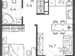 Продается 1-комнатная квартира ЖК Все Свои ВИП, литера 3, 37.05  м&sup2;, 9003150 рублей