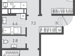 Продается 2-комнатная квартира ЖК Все Свои ВИП, литера 3, 64.3  м&sup2;, 15239100 рублей
