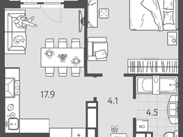 Продается 1-комнатная квартира ЖК Все Свои ВИП, литера 3, 42.6  м&sup2;, 10650000 рублей