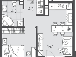 Продается 1-комнатная квартира ЖК Все Свои ВИП, литера 3, 35.95  м&sup2;, 10713100 рублей