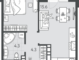 Продается 1-комнатная квартира ЖК Все Свои ВИП, литер 4, 37.8  м&sup2;, 10281600 рублей