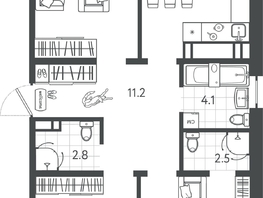 Продается 3-комнатная квартира ЖК Все Свои ВИП, литер 4, 88.95  м&sup2;, 26685000 рублей