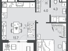 Продается 1-комнатная квартира ЖК Все Свои ВИП, литер 4, 40.55  м&sup2;, 10826850 рублей