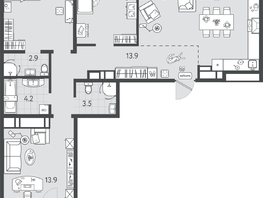 Продается 3-комнатная квартира ЖК Все Свои ВИП, литер 4, 103.2  м&sup2;, 30960000 рублей