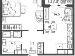 Продается 1-комнатная квартира ЖК Все Свои ВИП, литер 4, 42.6  м&sup2;, 10181400 рублей