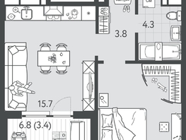 Продается 1-комнатная квартира ЖК Все Свои ВИП, литер 4, 40.35  м&sup2;, 10369950 рублей