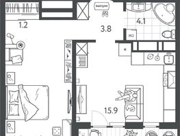 Продается 1-комнатная квартира ЖК Все Свои ВИП, литер 4, 46.2  м&sup2;, 10949400 рублей
