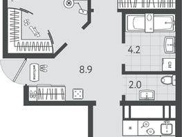 Продается 2-комнатная квартира ЖК Все Свои ВИП, литер 4, 62.75  м&sup2;, 14746250 рублей