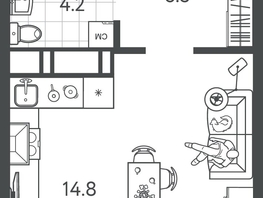 Продается Студия ЖК Все Свои ВИП, литер 4, 26.95  м&sup2;, 7815500 рублей