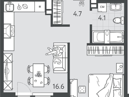 Продается 1-комнатная квартира ЖК Все Свои ВИП, литер 4, 38.7  м&sup2;, 9945900 рублей