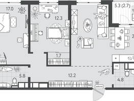Продается 2-комнатная квартира ЖК Все Свои ВИП, литер 4, 81.45  м&sup2;, 24435000 рублей
