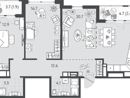 Продается 2-комнатная квартира ЖК Все Свои ВИП, литер 7, 87.8  м&sup2;, 26340000 рублей