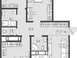 Продается 3-комнатная квартира ЖК Все Свои ВИП, литер 7, 97.15  м&sup2;, 29145000 рублей