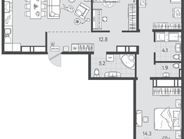 Продается 3-комнатная квартира ЖК Все Свои ВИП, литер 7, 101.6  м&sup2;, 28143200 рублей