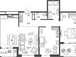 Продается 2-комнатная квартира ЖК Все Свои ВИП, литер 7, 78  м&sup2;, 21840000 рублей