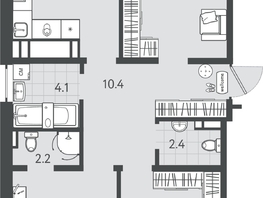 Продается 3-комнатная квартира ЖК Все Свои ВИП, литер 7, 87.15  м&sup2;, 18214350 рублей