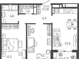 Продается 2-комнатная квартира ЖК Все Свои ВИП, литер 7, 55.65  м&sup2;, 11797800 рублей