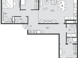 Продается 3-комнатная квартира ЖК Все Свои ВИП, литер 7, 107.8  м&sup2;, 32340000 рублей