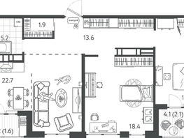 Продается 2-комнатная квартира ЖК Все Свои ВИП, литер 7, 80.3  м&sup2;, 20637100 рублей