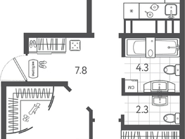 Продается 2-комнатная квартира ЖК Все Свои ВИП, литера 6, 64.3  м&sup2;, 14917600 рублей