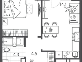 Продается 1-комнатная квартира ЖК Все Свои ВИП, литера 6, 37.75  м&sup2;, 10192500 рублей