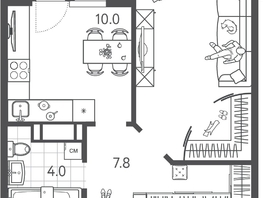 Продается 1-комнатная квартира ЖК Все Свои ВИП, литера 6, 38.8  м&sup2;, 9971600 рублей