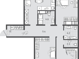 Продается 3-комнатная квартира ЖК Все Свои ВИП, литера 6, 97.95  м&sup2;, 27426000 рублей