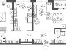 Продается 2-комнатная квартира ЖК Все Свои ВИП, литера 6, 79.85  м&sup2;, 20521450 рублей