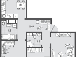 Продается 3-комнатная квартира ЖК Все Свои ВИП, литера 6, 82.15  м&sup2;, 16594300 рублей