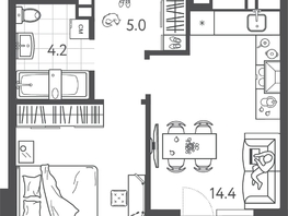 Продается 1-комнатная квартира ЖК Все Свои ВИП, литера 6, 37.45  м&sup2;, 9437400 рублей