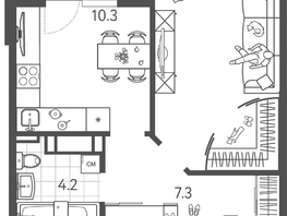 Продается 1-комнатная квартира ЖК Все Свои ВИП, литера 6, 39.4  м&sup2;, 9337800 рублей
