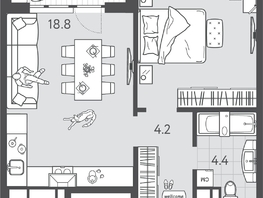 Продается 1-комнатная квартира ЖК Все Свои ВИП, литера 6, 43.5  м&sup2;, 12180000 рублей