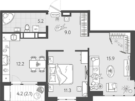 Продается 2-комнатная квартира ЖК Все Свои ВИП, литер 8, 55.35  м&sup2;, 12841200 рублей